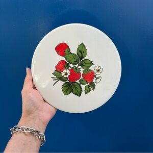 Vintage Enamel Stovetop Burner Cover Strawberry Kitchen Decor